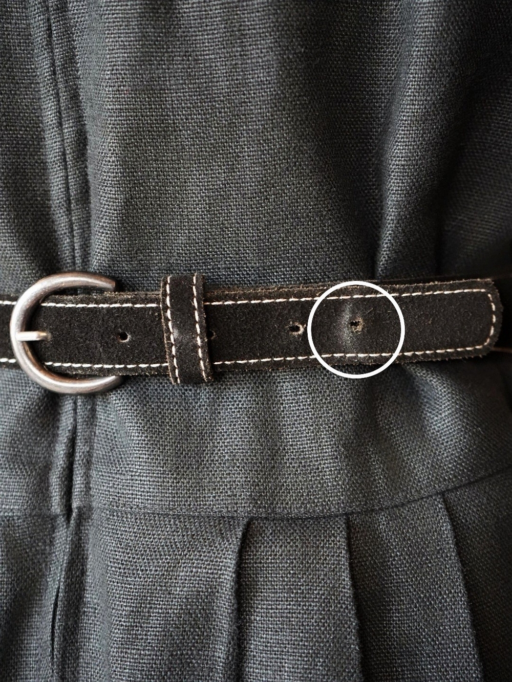 Vintage Black Maxi Linen Dress with Belt, Gothic, Medieval, Cottagecore - Picture 12 of 12